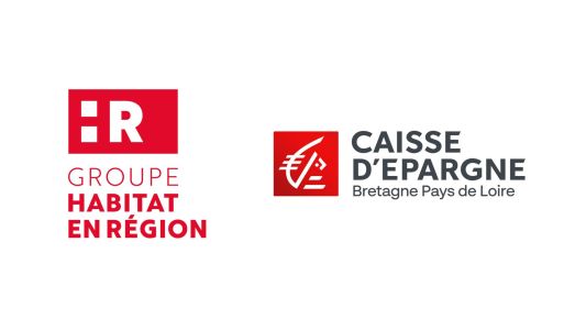 Logo Groupe Habitat en Région et Logo Caisse d'Épargne en grande taille